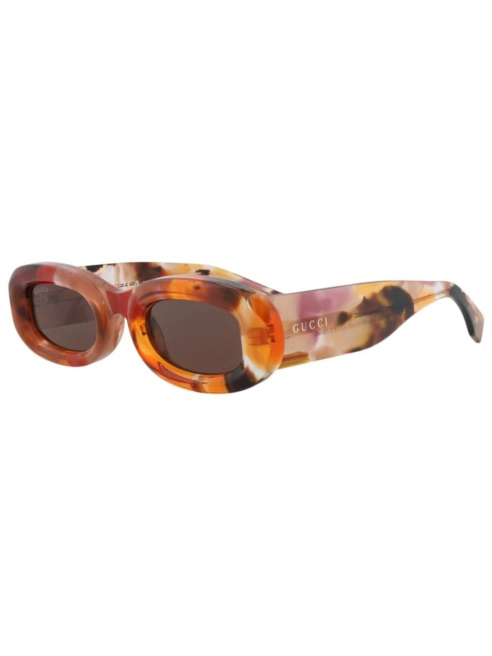New Gucci Women's Sunglasses Round Oval Recycled Acetate Frame Havana Havana